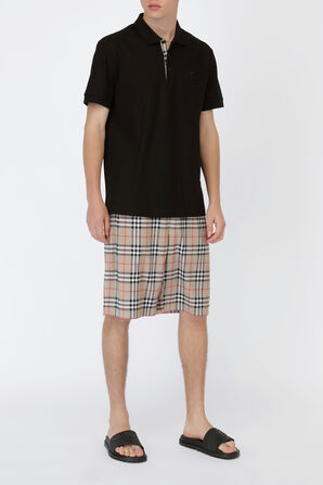 Monogram Motif Cotton Pique Polo Shirt In Black BURBERRY